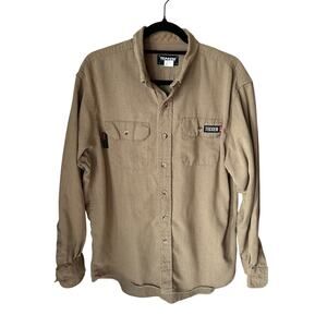 Tecgen FR(Flame Resistant) Tan Work Shirt Size L Utilitycore Gorpcore Industrial